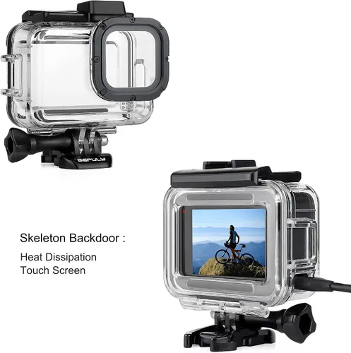 Vista 2 de GEPULY Carcasa de esqueleto con protección lateral abierta con USB de aluminio Pass Through Cubierta de puerta lateral para GoPro Hero 9 10 11 12 13