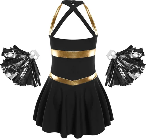 Vista 2 de YUUMIN Disfraz de líder de animación para niñas vestido de Halloween para fiesta cumpleaños escuela secundaria uniforme de animadora
