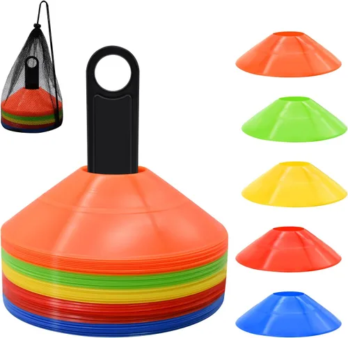 Vista 9 de 25/50/100 piezas de conos de disco, conos de agilidad de fútbol con bolsa de transporte y soporte, conos de fútbol para entrenamiento deportivo