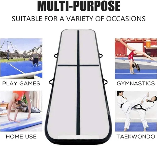 Vista 4 de Colchoneta inflable de 13 pies para gimnasia con bomba eléctrica para uso doméstico, yoga, entrenamiento, gimnasio, agua