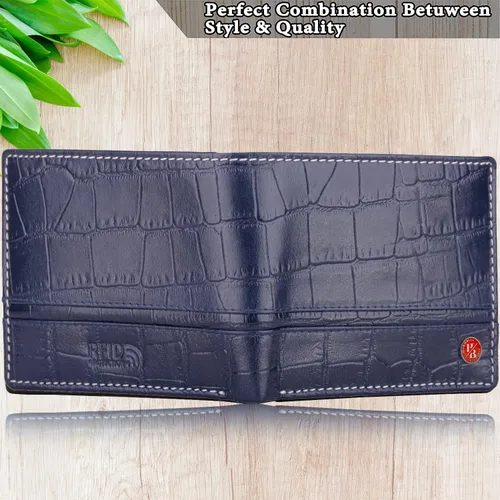 Vista 4 de HORNBULL Maddison - Cartera de piel auténtica para hombre Navy VT Cartera de dos pliegues