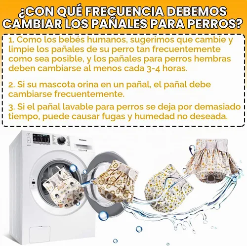 Vista 4 de XPCARE Pañales para Perras Hembras (Paquete de 4) – Pañales Lavables y Reutilizables para Perras Hembras – Pañales para Cachorros Altamente