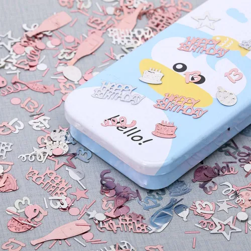 Vista 4 de Confeti de cumpleaños número 13, confeti de oro rosa número 13, confeti de papel de aluminio metálico, estrella para pastel de cumpleaños, confeti