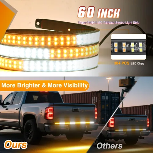 Vista 36 de Nilight - Tira de luz LED para plataforma trasera de 30 pulgadas de UTV, 204 LED, luces de freno ámbar, luces intermitentes rojas, compatible