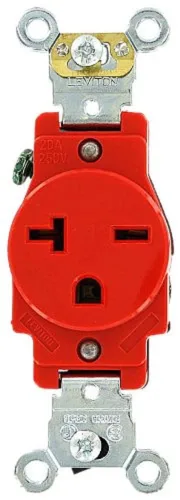 Vista 3 de Leviton 20 amperios, 250 voltios, grado industrial resistente, receptáculo único, hoja recta, autoconexión a tierra, 5461, marrón