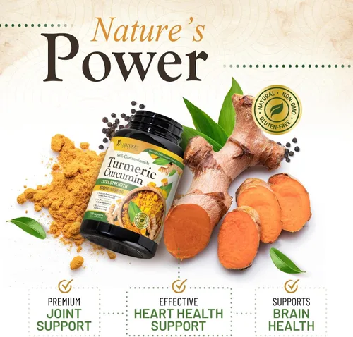 Vista 5 de Suplemento de curcumina de cúrcuma de 1500 mg, pimienta negra orgánica tumérica y bioperina para una mejor absorción con 95% de curcuminoides, apoyo