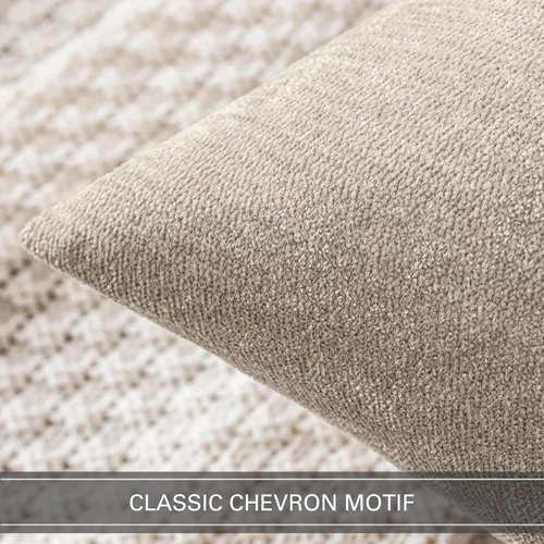 Vista 2 de MIULEE - Pack de 2 fundas de almohada decorativas beige de 16x16 pulgadas, cojines suaves de chenilla para sofá, fundas de cojín de estilo casa