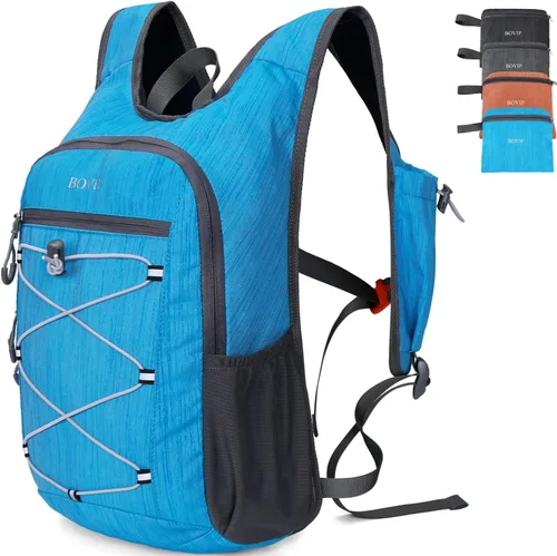 Vista 7 de BOVIP Mochila de senderismo de 20L Mochila de senderismo plegable ligera Mochila de viaje pequeño al aire libre Bolsa de hombro plegable Negro