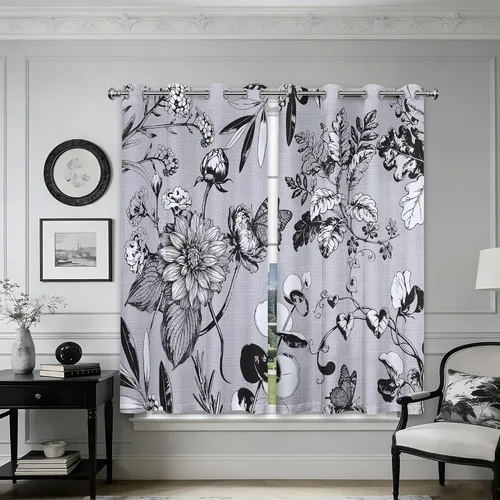 Vista 25 de Cortinas opacas negras y doradas, cortinas modernas de mediados de siglo para dormitorio, sala de estar, 63 pulgadas de largo, juego de 2 paneles
