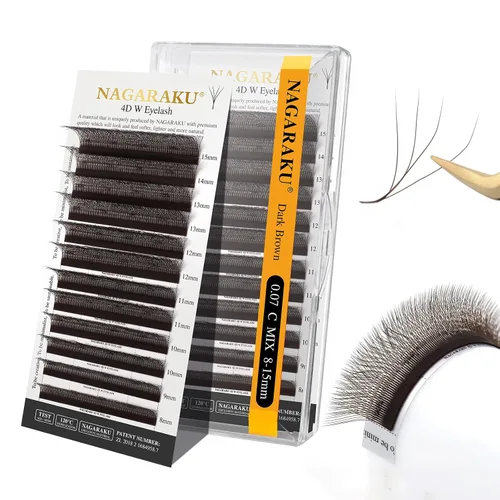 Vista 391 de NAGARAKU Extensiones de pestañas prefabricadas en abanico 3D W 0.05 C 0.315 0.05-C 3D W