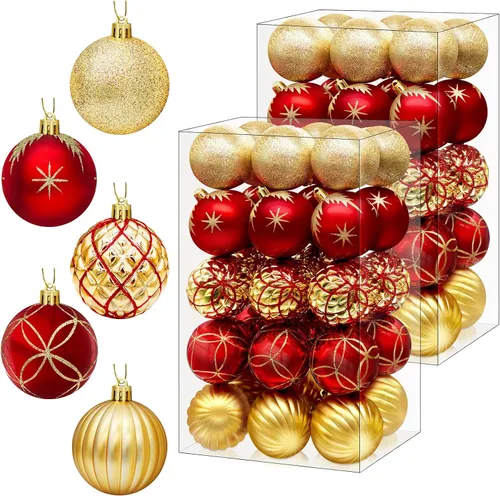 Vista 9 de DeckTheHalls Adornos de bolas de Navidad, 30 piezas de 2.5 pulgadas irrompibles, bolas de decoración navideña para colgar en el árbol de Navidad