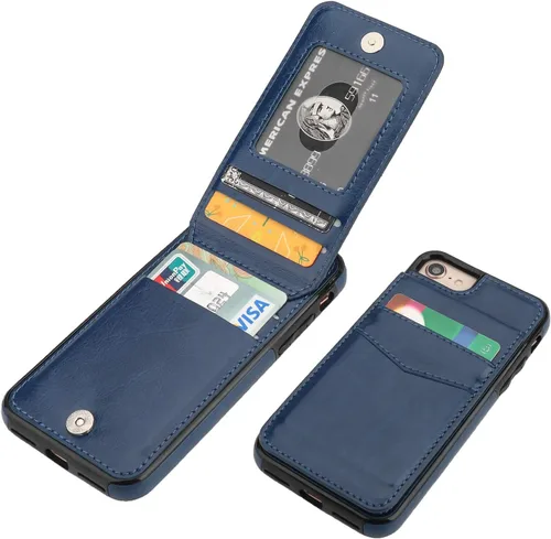 Vista 16 de KIHUWEY - Funda tipo cartera para iPhone SE/8/7 con función atril