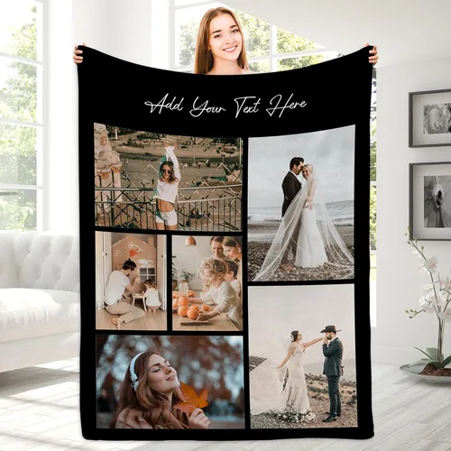 Vista 17 de Magimagine Mantas personalizadas con imágenes de texto para regalos de novio, manta de fotos personalizada para familiares y amigos para Navidad