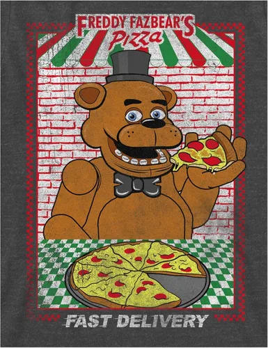 Vista 2 de Camiseta de pizza juvenil Five Nights at Freddys Fazbear's para niños, Gris