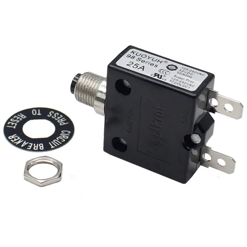 Vista 12 de Disyuntor térmico genuino 3A 125/250VCA 32VDC serie 98 pulsador para restablecer interruptor de sobrecarga térmica con terminales de conexión rápida
