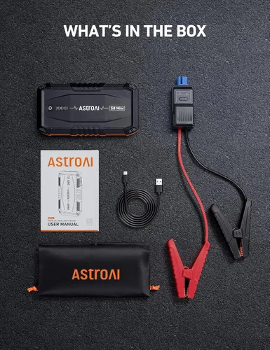 Vista 9 de AstroAI S8 Mini Arrancador de Batería de Coche Portátil, Arrancador de Coche Portátil de 12V para Motores de Gasolina de hasta 6.0L/Diésel de 3.0L