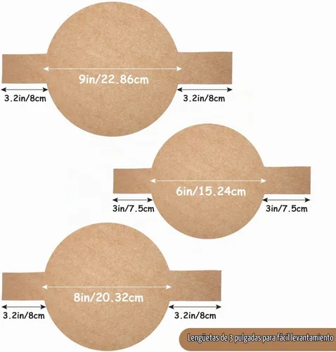 Vista 2 de 120 piezas de forros de molde para pastel circular precortados, papel de pergamino redondo antiadherente con lengüetas de elevación para hornear