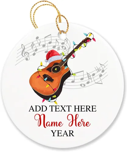 Vista 23 de Adorno de Navidad personalizado de acordeonista que toca acordeón, nombre personalizado y año, adorno de Navidad para acordeonista, instrumento