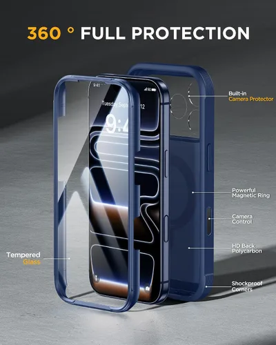 Vista 73 de Miracase Serie de vidrio para iPhone 11 de 6.1 pulgadas, funda protectora de cuerpo completo resistente mejorada con protector de pantalla de vidrio