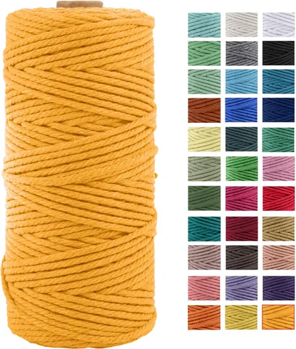 Vista 15 de Cordón de macramé de algodón natural grueso de 3mm x 109 yardas, cuerda de algodón trenzado de 4 hebras para macramé suave de color natural hecho a