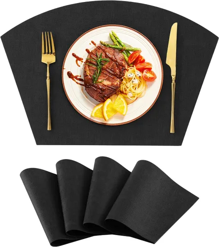 Vista 8 de Homaxy Juego de 4 manteles individuales de piel sintética resistentes al calor para mesa de comedor, impermeables, lavables, lavables, manteles