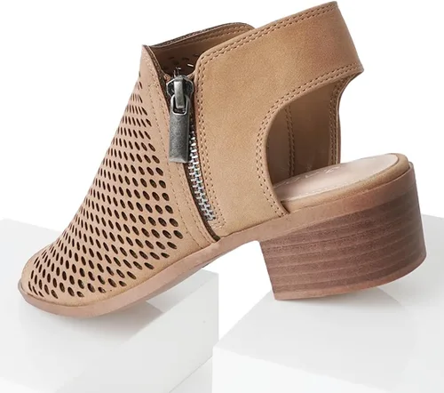 Vista 6 de J. Adams Botines Tracy para mujer - Botines de tacón bajo con puntera abierta