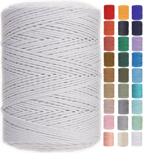 Vista 28 de Cuerda de macramé de 2 mm x 349 metros de cuerda de algodón natural para macramé, cuerda de macramé de color, cuerda de algodón suave, suministros