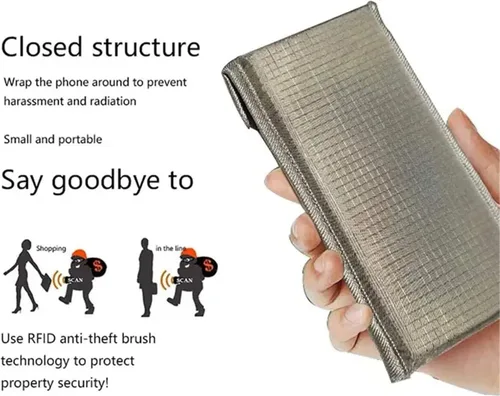 Vista 4 de Faraday - Bolsa de seguridad compatible con iPhone 14 15, funda de seguridad antirradiación para llave de teléfono celular, RFID 5G, EMF, GPS, funda