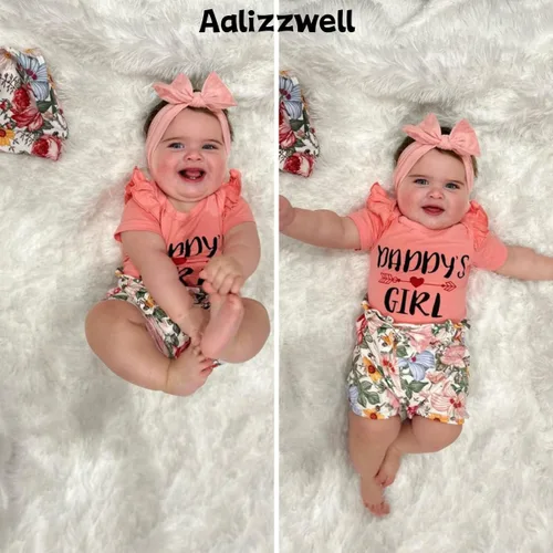 Vista 8 de Aalizzwell Conjunto de pantalones cortos para bebé recién nacido para el verano