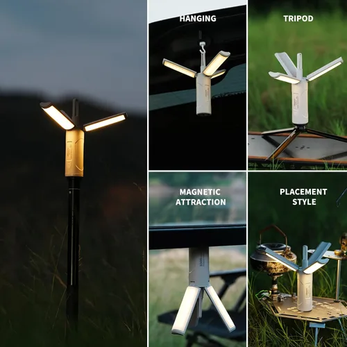 Vista 6 de Allspark - Luz de camping plegable recargable con soporte, impermeable, colgante LED, luces de tienda de campaña magnéticas, regulables, con trípode