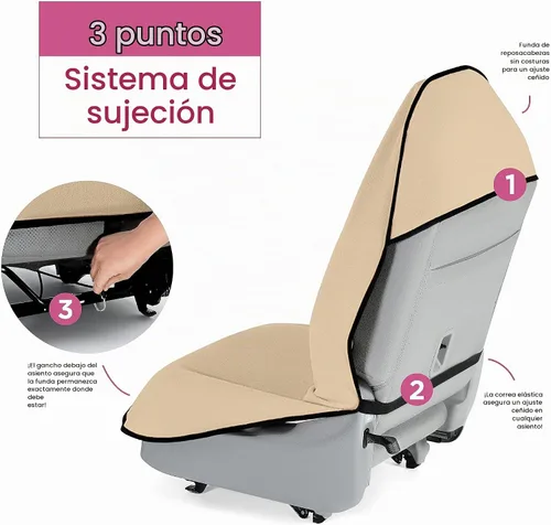 Vista 2 de lebogner Funda impermeable para asiento de automóvil que suda para después del gimnasio, correr, nadar, playa y senderismo, ajuste universal Beige