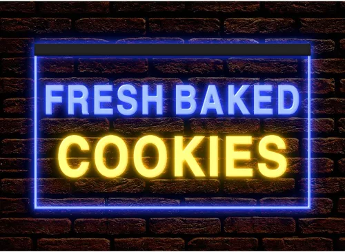 Vista 7 de 110138 - Letrero de neón con luz LED de 16 x 12 pulgadas, 110138 galletas recién horneadas para cafetería, pastelería, panadería, tienda, tienda 16