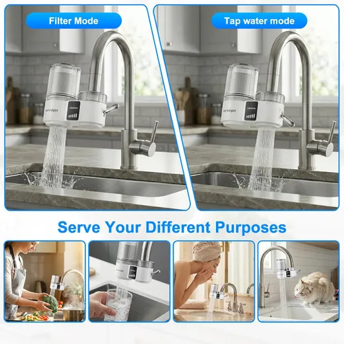 Vista 7 de Vortopt Filtro de agua de bloque de carbono para grifo de fregadero, filtro de agua certificado NSF/ANSI 42, con pantalla y capacidad de 400 galones.