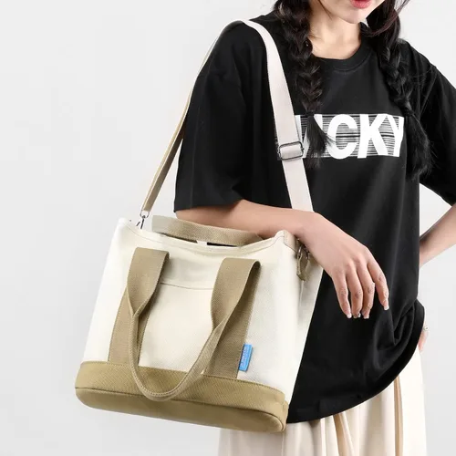 Vista 7 de Bolsos cruzados para mujer, bolsa de lona con cremallera, organizador de bolsillos, bolsa de almuerzo para mujer, bolso pequeño de hombro
