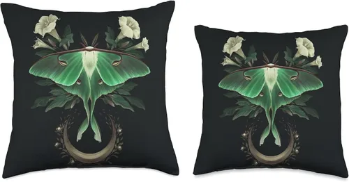 Vista 3 de Aesthetic Celestial Luna Moth Moon Butterfly Almohada de tiro 16x16, multicolor