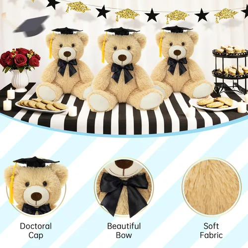 Vista 5 de MorisMos Oso de peluche de graduación de 14 pulgadas con gorra de graduación, regalo de graduación de clase 2026 para niños, niñas, niños, recuerdo