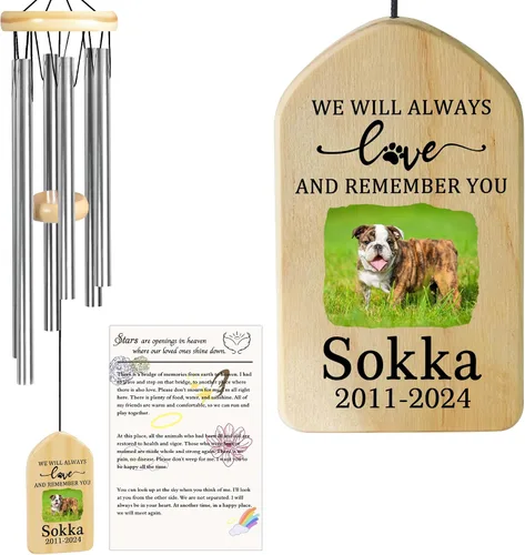 Vista 31 de Jocidea - Campanillas de viento personalizadas para gatos en memoria de gato, regalo por pérdida de gato, regalo de condolencia de mascota, regalo