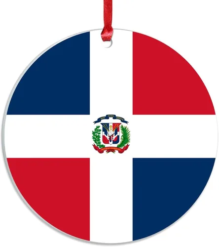 Vista 3 de Adornos de bandera de República Dominicana para árbol de Navidad, bandera nacional de República Dominicana, decoración de árbol de Navidad, recuerdo