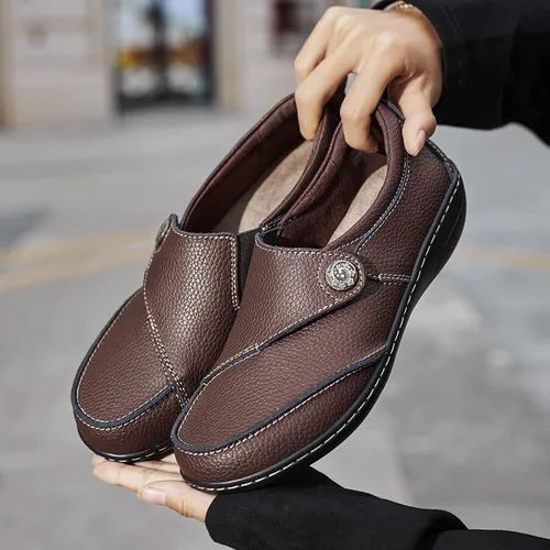 Vista 6 de Geoeleph Mocasines casuales para mujer, mocasines cómodos para caminar, mocasines de cuero para conducir