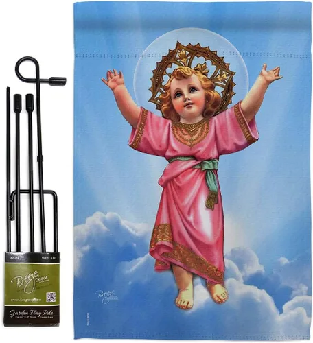 Vista 12 de Bandera de arpillera para el jardín de divine Baby Jesus, religiosa, fe, esperanza, gracia, paloma, religión cristiana, Pascua, pequeño, regalo