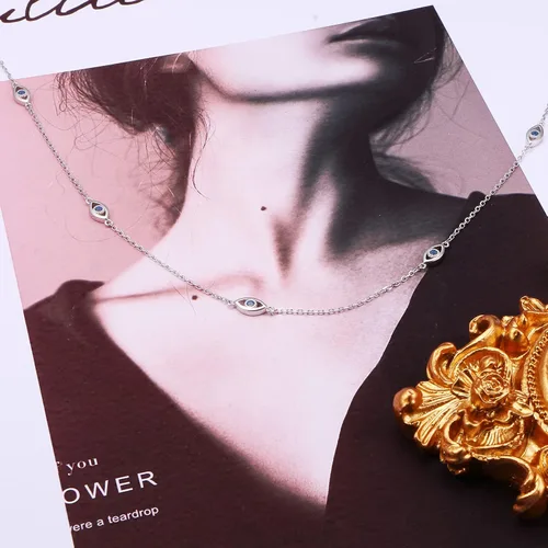 Vista 4 de S925 Sterling Silver Choker Dainty Adjustable Pendant Necklac for Women