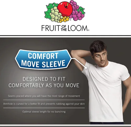 Vista 6 de Fruit of The Loom Mens Pocket Tee Undershirts, Moisture Wicking & Tag Free, Short Sleeve Pocket T-Shirts