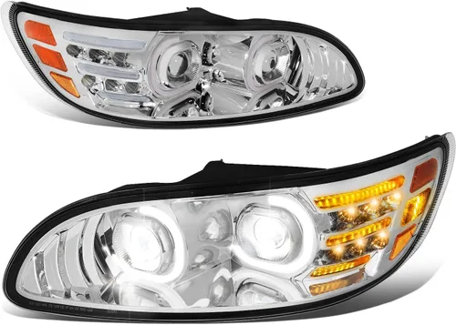 Vista 11 de DNA MOTORING HL-HAY-020-CH Par de faros de halo completos con señal de giro secuencial LED, medio anillo, compatible con modelos 08-14 Dodge