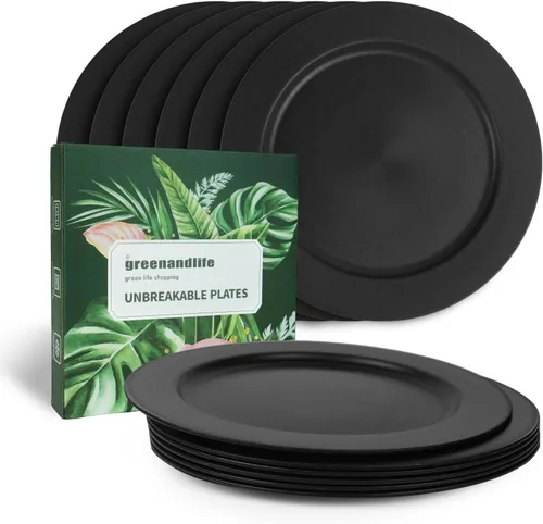 Vista 10 de Platos de paja de trigo de 10 pulgadas, aptos para lavavajillas y microondas, ligeros, reutilizables, irrompibles, no tóxicos, sin BPA y saludables
