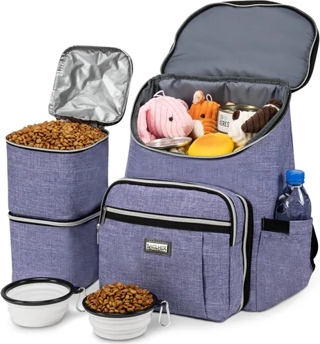 Vista 10 de BAGLHER Mochila de viaje para perros – Mochila de viaje desmontable para mascotas, bolsa para perros para viajar con 2 cuencos plegables de silicona