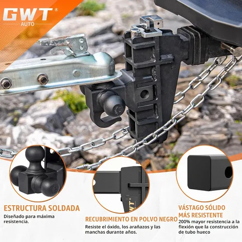 Vista 5 de GWTAUTO Enganche de remolque ajustable con gancho, enganche de caída de triple bola (1-7/8 x 2 x 2-5/16 pulgadas), se adapta a receptor de 2