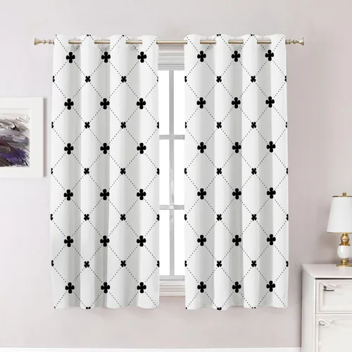 Vista 149 de Cortinas opacas de poliéster multicapa para cafetería, con diseño de diamantes, 2 unidades, 26 x 24 pulgadas