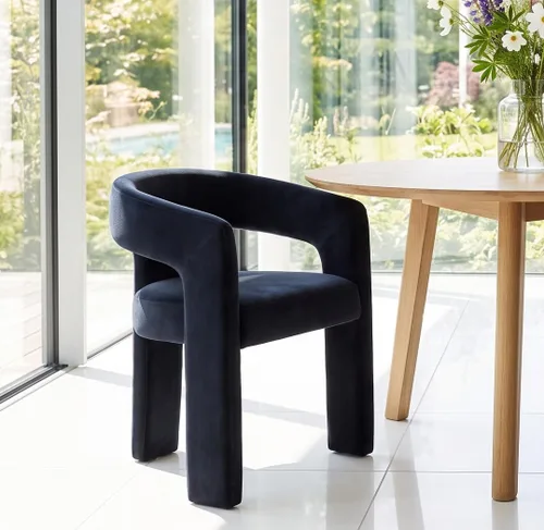 Vista 33 de RIVOVA Silla de comedor moderna de barril, silla lateral acolchada en lino con brazos cómoda para tocador, silla para comedor, sala de estar