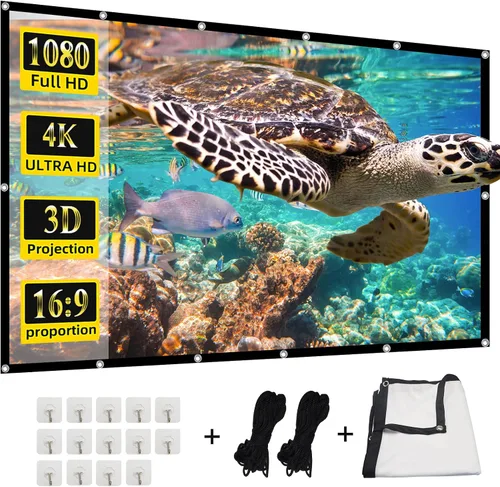 Vista 11 de Pantalla de proyector frontal trasera 4K 16:9 HD, plegable, de doble cara, portátil para cine en casa (60 pulgadas)