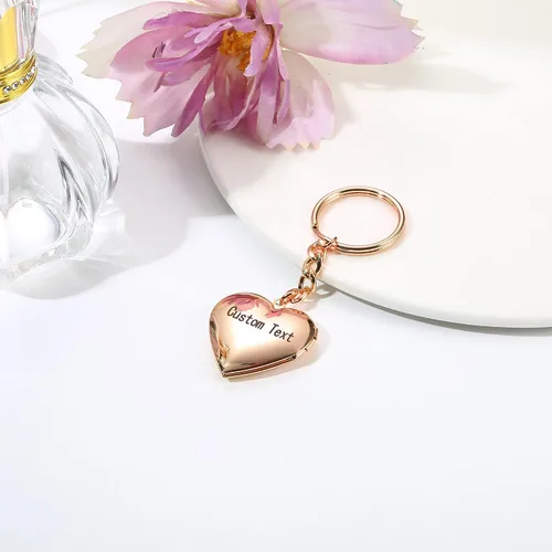 Vista 4 de Jewenova Llavero personalizado con medallón de fotos, llavero con colgante de fotos para mujeres y hombres